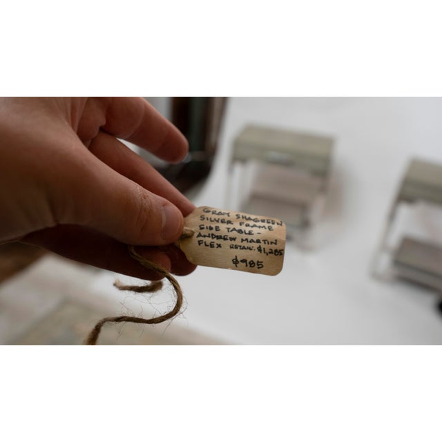 1990s 1990s Pair of Gray Faux Shagreen Silver Frame Side Table by Andrew Martin For Sale - Image 5 of 9