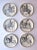 A gorgeous and chic set of six (6) Italian Piero Fornasetti cocktail drinks coasters 'Cavalieri', Classical Roman Medieval...
