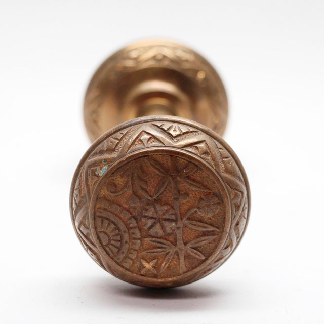 Antique Brass Vernacular Passage Door Knobs For Sale - Image 4 of 5