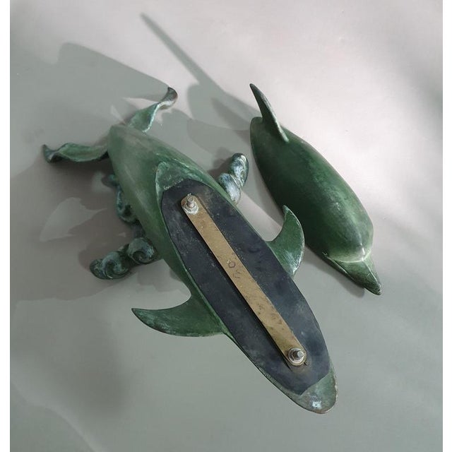 Bronze Dolphin Coffee Table with Oval Glass Top, 1970s For Sale - Image 10 of 14