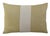 Custom-tailored pillow created from a gold linen textile. Pillow has a cream-colored wool appliqué stripe on the front....