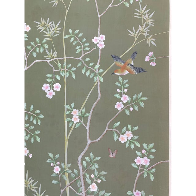 Vintage Style Hand-Painted Chinoiserie Wallpaper For Sale - Image 4 of 9