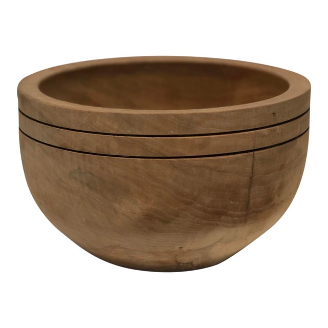 Cherry Turned Bowl With Nail Signed For Sale