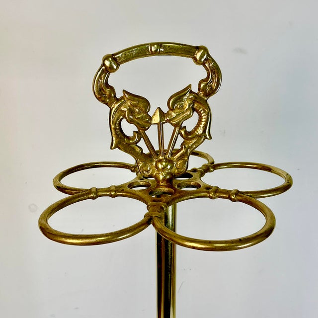 1950s Vintage English Chippendale Hollywood Regency Brass Trompe L’Oeil Umbrella Stand For Sale - Image 13 of 13