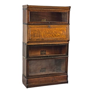 Antique Tiger Oak Barrister Bookcase by Globe-Wernicke For Sale