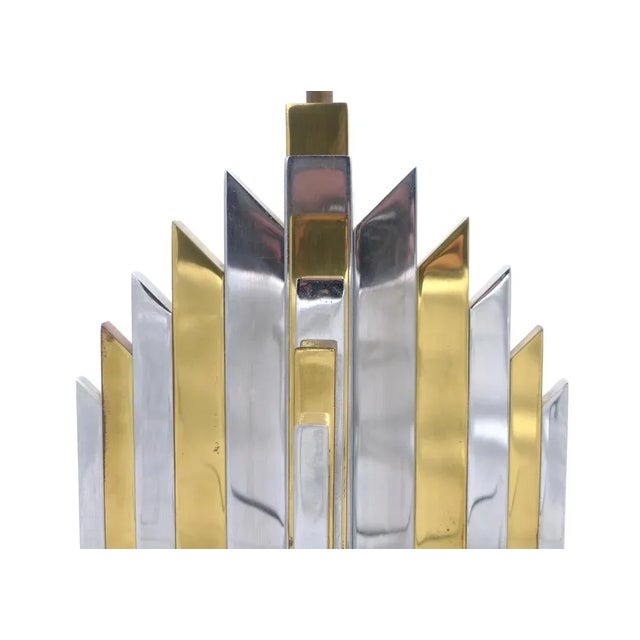 Pied De Lampe Sculpture Cactus Laiton Et Chrome Lem Atelier La Boetie 1974 For Sale - Image 6 of 7