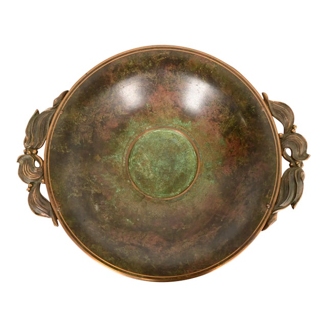 Carl Sorensen Art Deco Verdigris Bronze Centerpiece Bowl or Fruit Bowl For Sale