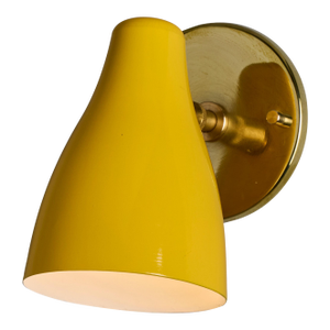 1950s Yellow Painted Metal & Brass Wall Lamp Attributed to Stilnovo