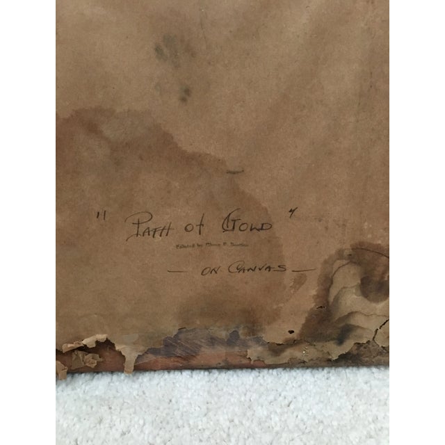 Wood 1950s "Path of Gold" Landscape Oil Painting by Glenn P Bastyan, Framed For Sale - Image 7 of 9