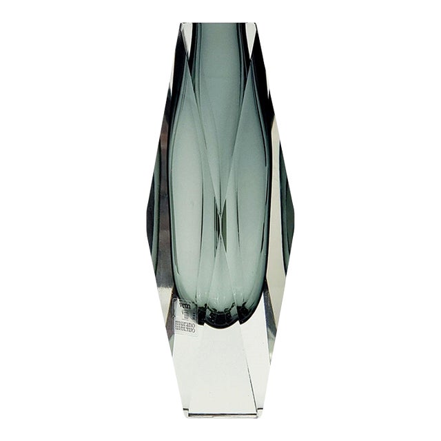 Labelled Sommerso Murano Glass Vase by Flavio Poli for Alessandro Mandruzzato, Italy For Sale