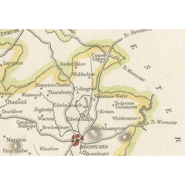 Map of Herefordshire 1844 Hereford Leominster Ross-on-Wye Kington Bromyard For Sale - Image 3 of 10