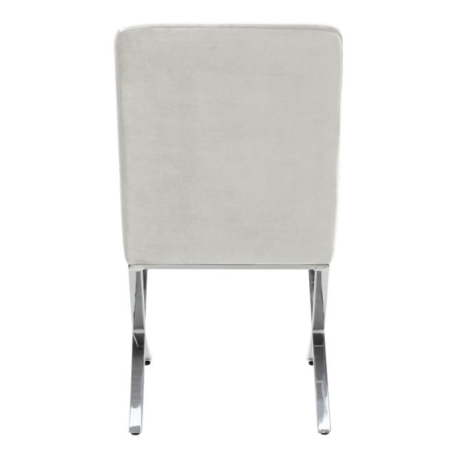 Tufted Side Chair in Grey & Chrome For Sale - Image 4 of 11