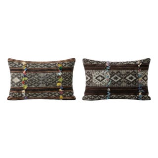 Modern Kilim Lumbar Pillow Cover 14'' X 24'' - Set of Two For Sale