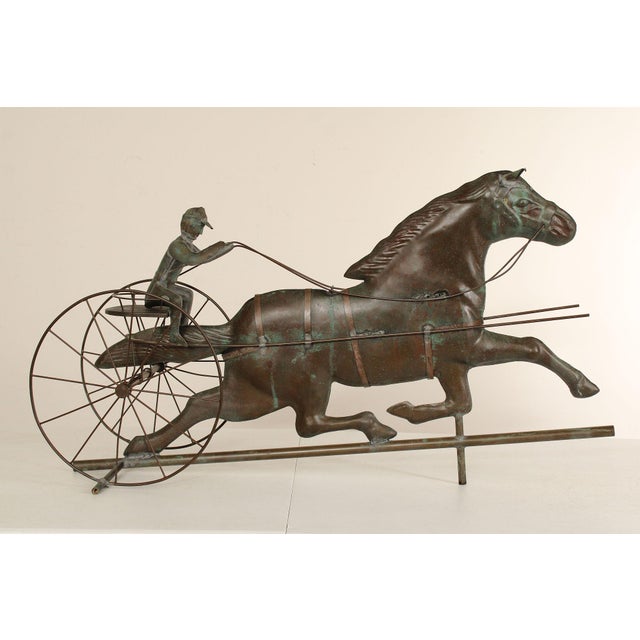 High Quality Vintage Copper Weathervane of Racehorse and Jockey