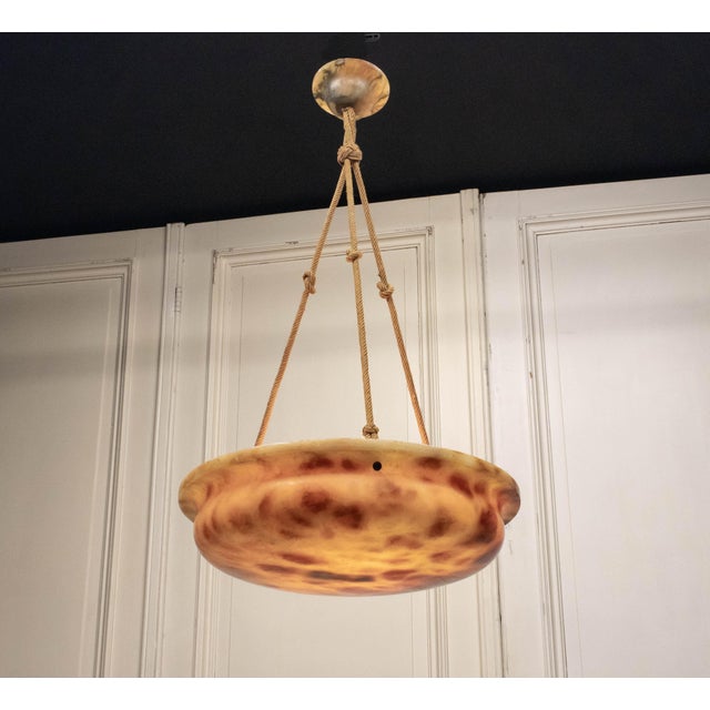Alabaster Pendant with Rope Suspension, Sweden, 1930s For Sale - Image 10 of 10