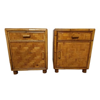 Vintage Bamboo Bedside Tables, 1970s, Set of 2 For Sale