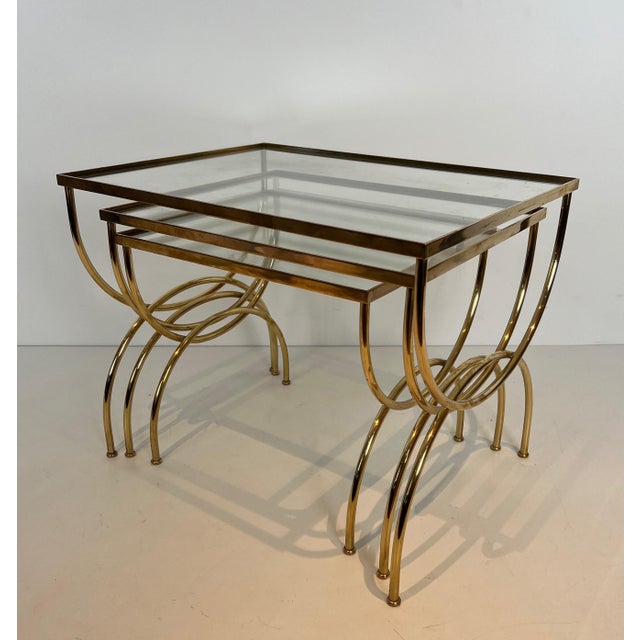 1940s Work in French Neoclassical style nesting tables with arcuate base For Sale - Image 12 of 12
