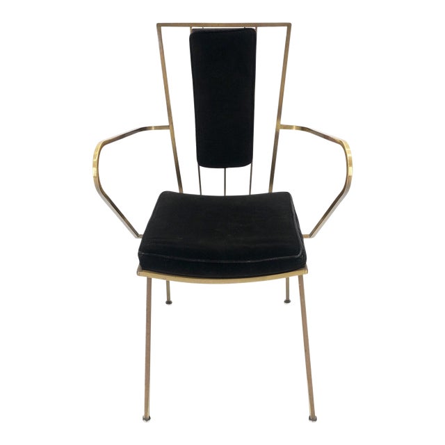 Bent Square Solid Brass Bar Dining Armvhair Armchair French Art Deco MCM For Sale