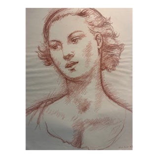 Classic Charcoal Drawing on Paper, Original Art For Sale
