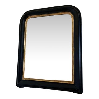 Antique French Louis Philippe Mirror – Black and Gold, Late 19th Century For Sale