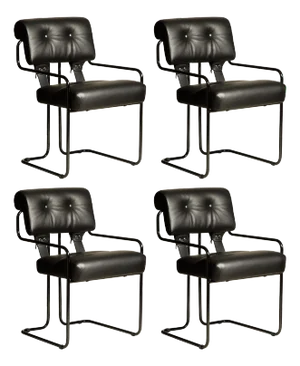 Brand New Black Leather Tucroma Chairs by Guido Faleschini for Mariani, Signed - Set of 4