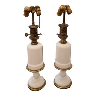 1960s Warren Kessler Opaline Lamps - a Pair For Sale