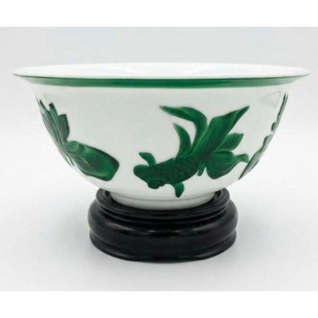 Late 18th Century Peking Glass Bowl With Fish and Floral Motifs For Sale - Image 5 of 5