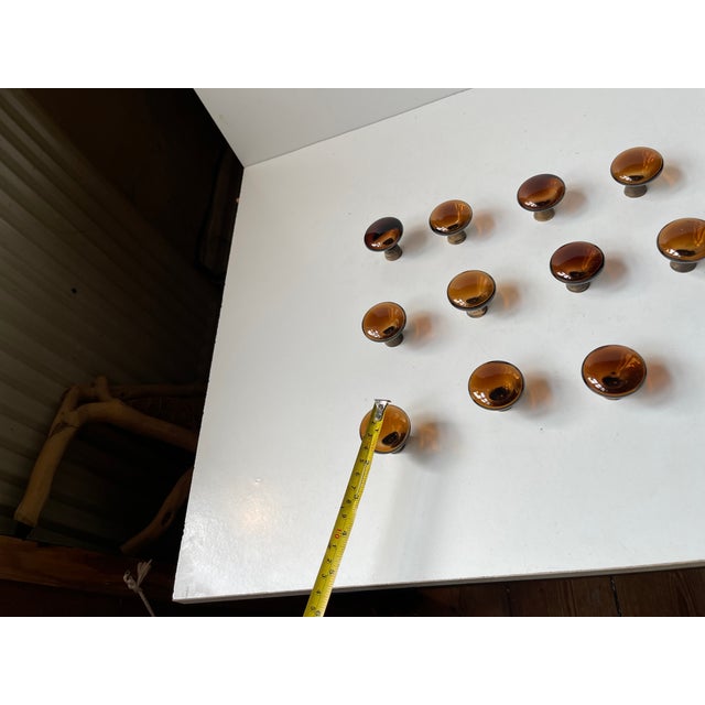 Brown Vintage Swedish Amber Glass Cabinet Knobs, 1960s, Set of 16 For Sale - Image 8 of 9