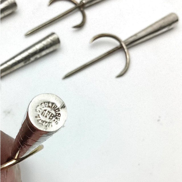 1960s Set of 8 Mexican Sterling Hors d'Oeuvres Picks or Skewers For Sale - Image 4 of 6