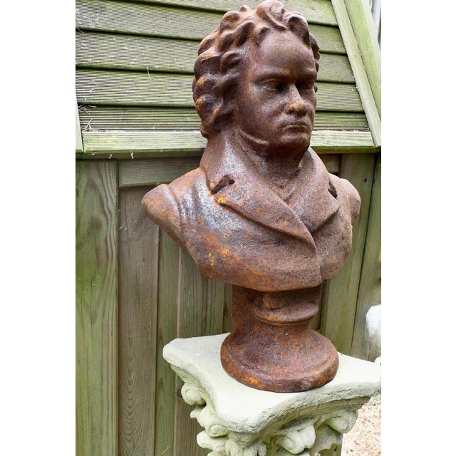 Weathered Cast Iron Bust of Ludwig Van Beethoven, 1930 For Sale - Image 3 of 6