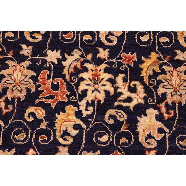 1990s Shabby Chic Ziegler Blue Beige Hand-Knotted Wool Rug - 6'3'' X 9'0'' For Sale - Image 5 of 8