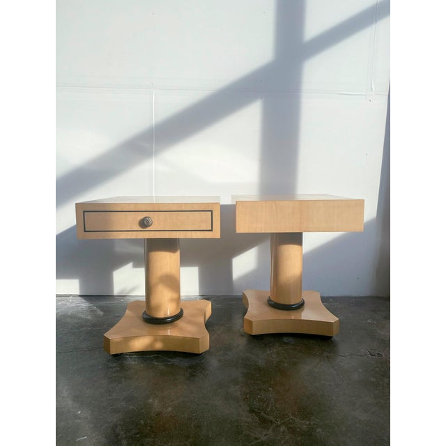 Impeccable pair of late 20th-century end tables. Handmade in Colombia by Enrique Garcel and dripping with character....