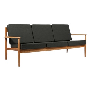 3-Seater Sofa in Oak and Wool attributed to Grete Jalk, 1960s For Sale