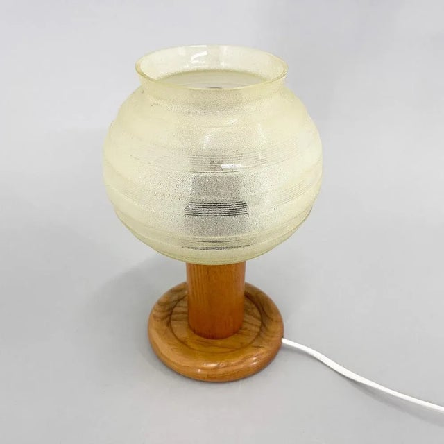 Mid-Century Wood & Glass Table Lamp, 1970s For Sale - Image 4 of 10