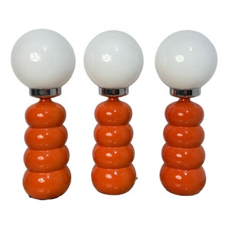Large Vintage Italian Wall Lamps in Colored Ceramic and Opal Glass, 1970, Set of 3 For Sale