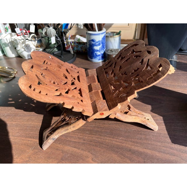 Wood 1970s Hand Carved Wooden Folding Display For Sale - Image 7 of 7