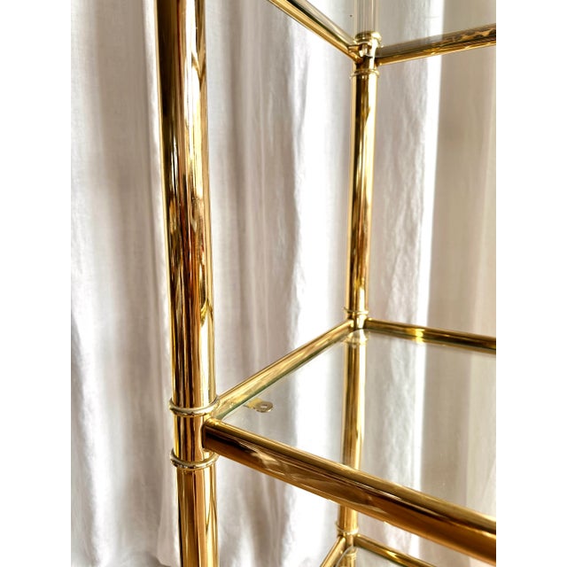 1970s Brass-Plating & Glass Four-Tier Shelf, 1970s For Sale - Image 5 of 10
