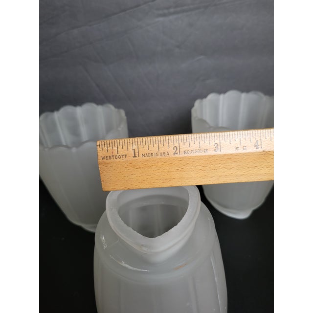 Vintage Ribbed Glass Lamp Shade Frosted Finish Globe Ceiling Fan Light For Sale - Image 11 of 12