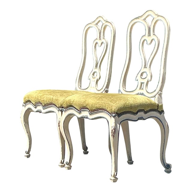 Vintage Regency Niermann Weeks Queen Anne Scroll Dining Chairs - Set of 2 For Sale