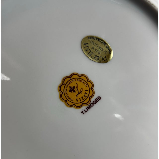 Vintage Limoges Porcelain Hand Painted Dresser Box and Tray ~ Cherubs Ornate Gold & Bronze Edges For Sale - Image 11 of 12