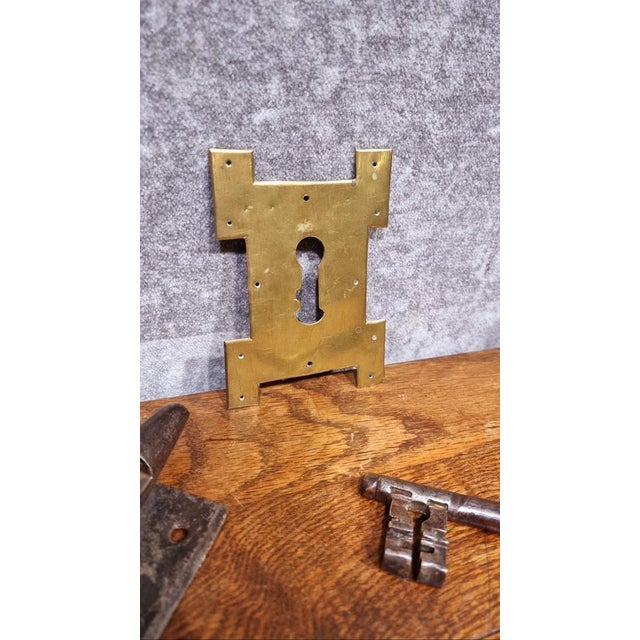 Black Large Dutch Historical Door Lock and Key, 1717, Set of 4 For Sale - Image 8 of 18