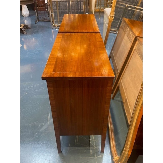 Early 21st Century Pair of Italian Walnut Inlaid Side Tables For Sale - Image 5 of 8