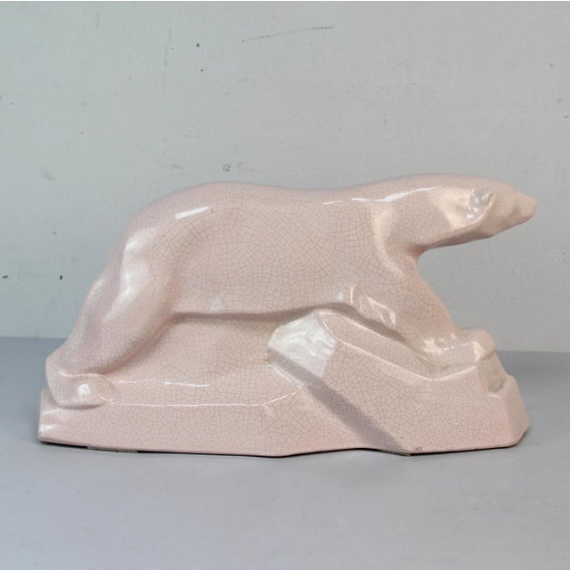 Pink Art Deco Polar Bear Figure by Edouard Cazaux, 1920s-1940s For Sale - Image 8 of 13