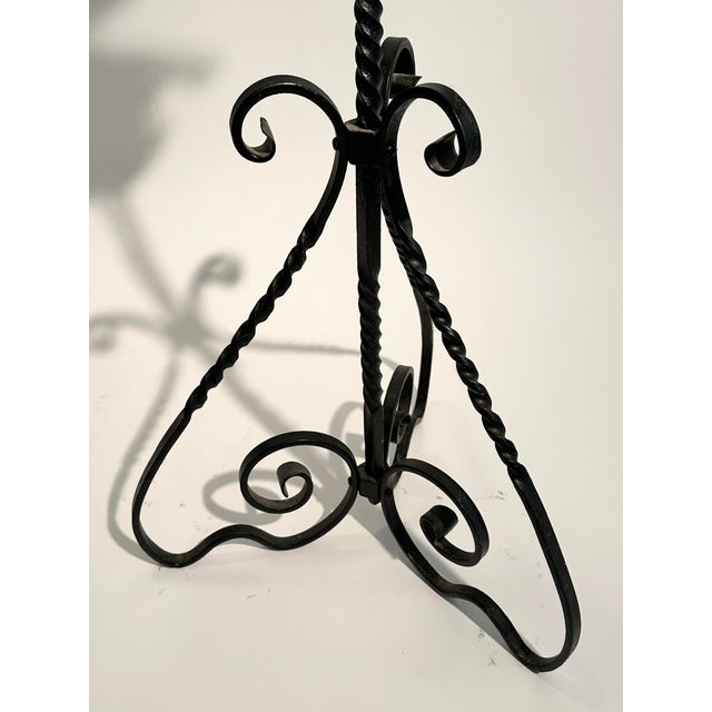 Turn of the Century Floor Model Brass Tea Kettle and Warmer on Wrought Iron Stand For Sale - Image 6 of 9