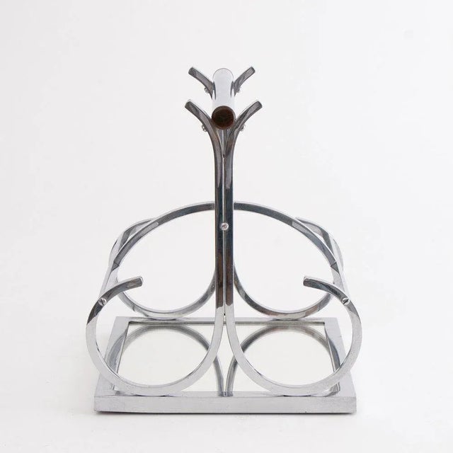 French Art Deco Jacques Adnet Wine Carrier in Chrome, 1930, in Very Good conditions. Designed 1920 to 1949