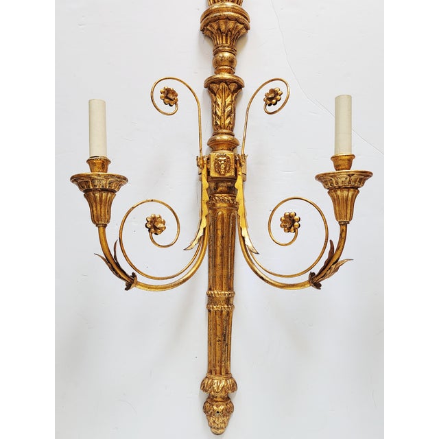 Neoclassical Vaughan Chillington George III Style Giltwood Wall Sconces-a Pair For Sale - Image 3 of 16
