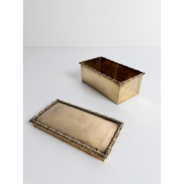 Mid-Century Modern Brass Faux Bamboo Box attributed to Maison Baguès, 1970s For Sale - Image 11 of 18