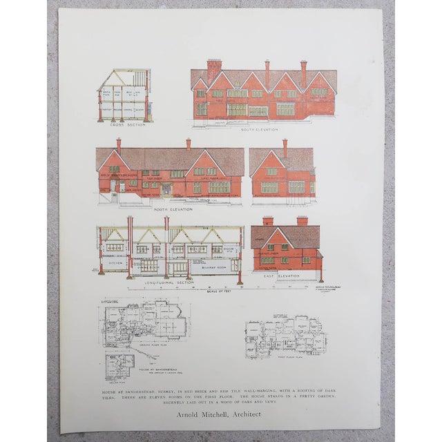 Original Vintage Prints of Architectural Drawings. 1906, Set of 8 For Sale - Image 6 of 10