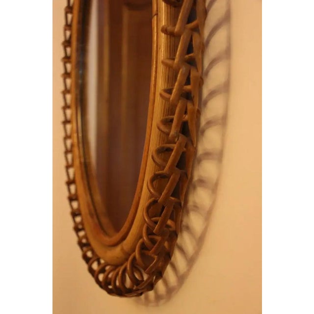 Oval Rattan and Bamboo Wall Mirror by Franco Albini, 1960s For Sale - Image 14 of 18