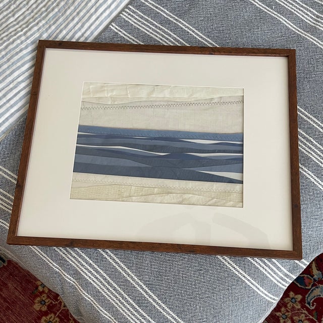 Blue Contemporary Semi-Abstract​ Mixed Media Nautical Sailcloth Landscape​ - By JJ-Hogan | Gratitude Is Peace, Framed For Sale - Image 8 of 10
